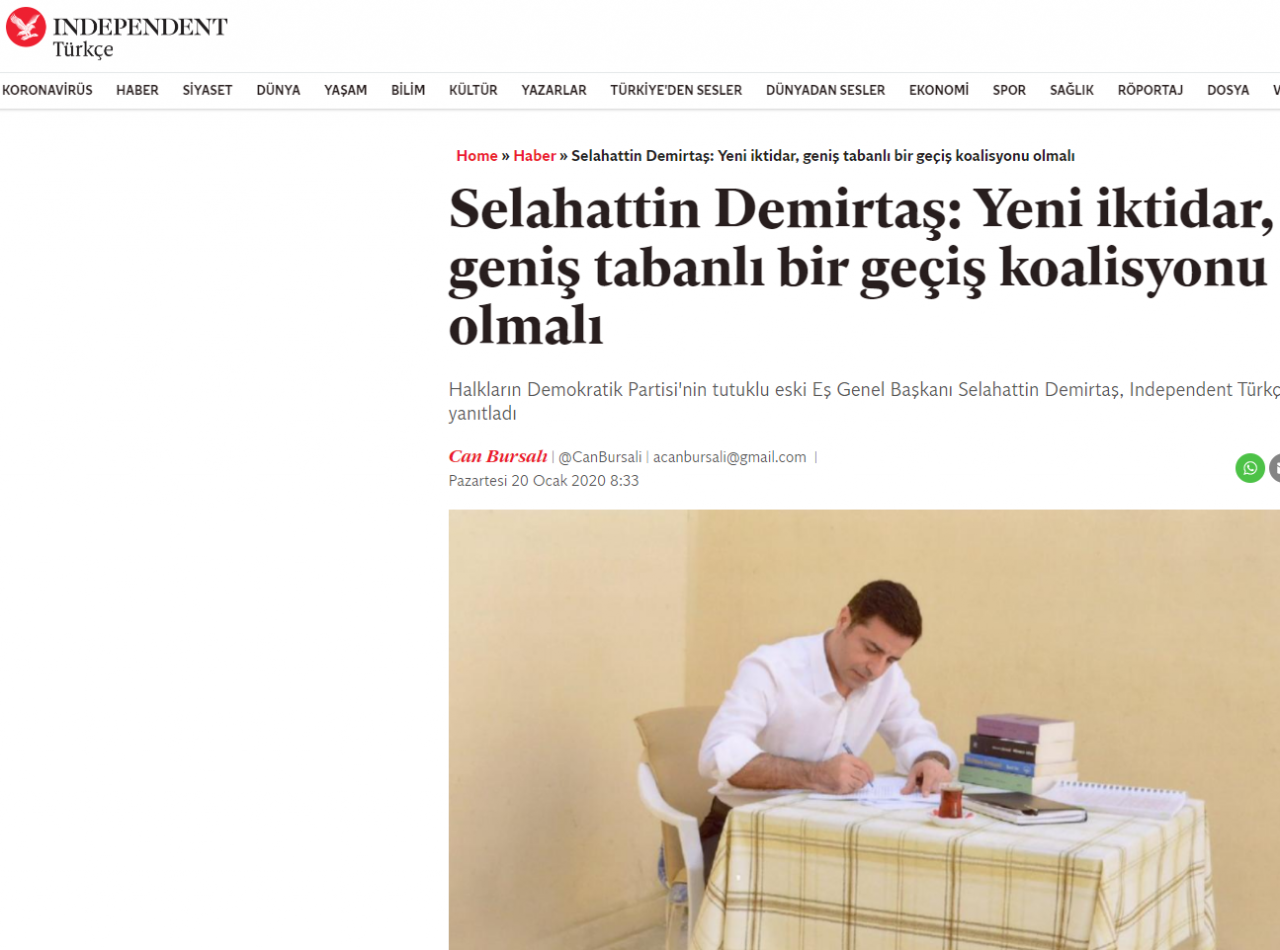 20 Ocak 2020 - Independent Türkçe Röportajı 